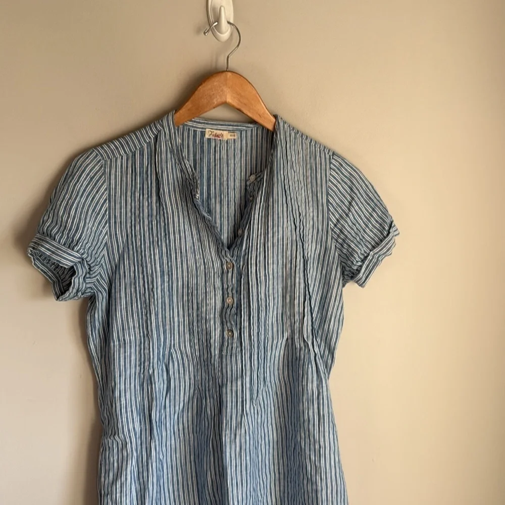 Faherty Gemina Blue Striped Linen Mini Dress XS